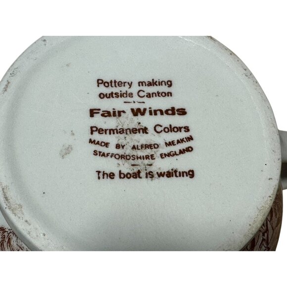 Alfred Meakin Fair Winds Pottery Sugar Bowl With Dual Handles & Scenic Pattern - Picture 4 of 10